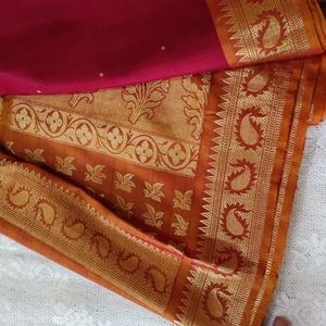 Brown silk saari